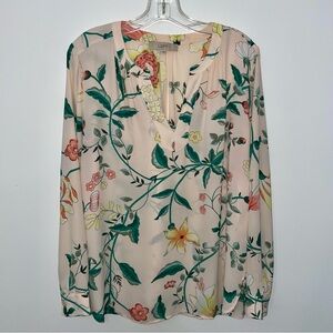 Loft Womens Top Medium Blouse Oversized Floral Lightweight Career Office